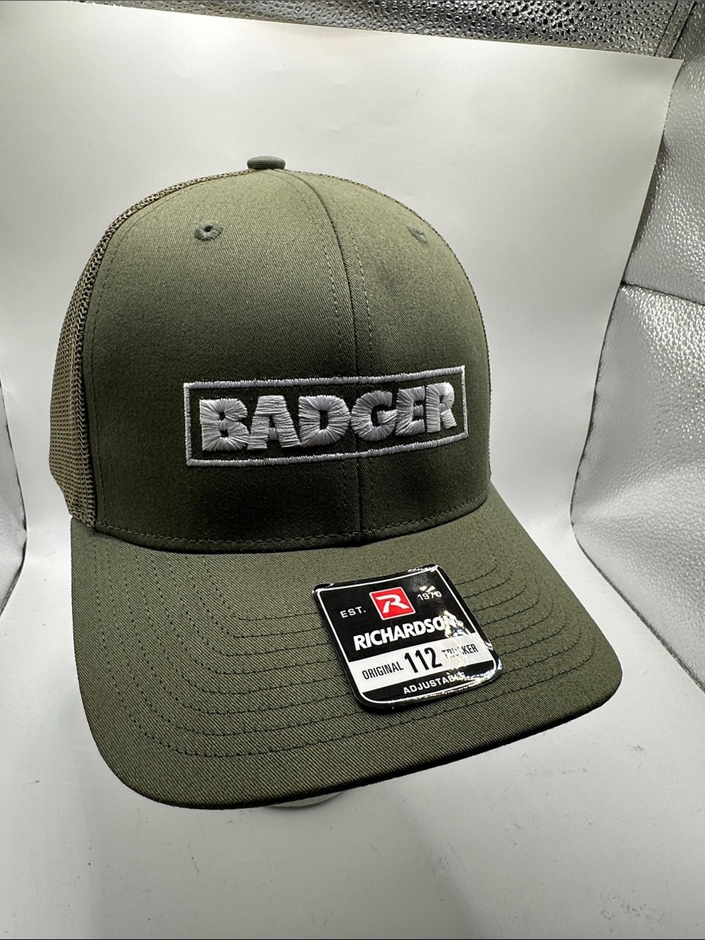 Badger Olive Mesh-Back Trucker Hat by Richardson